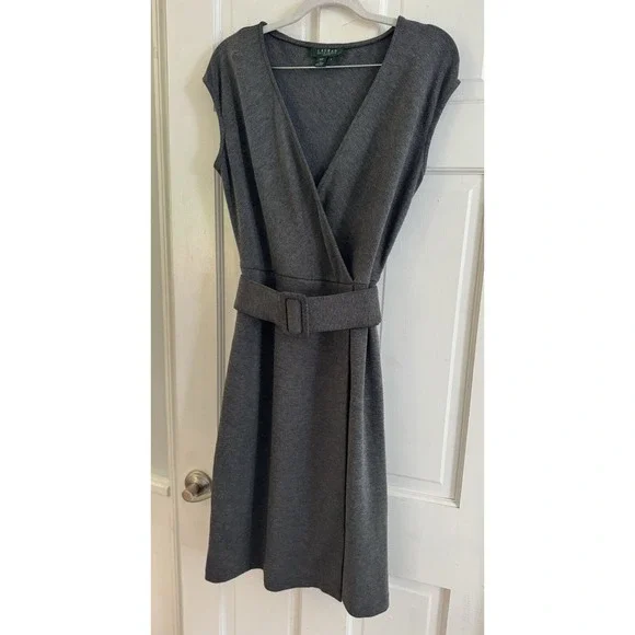 Ralph Lauren Women's Sz 6 Dress Sleeveless Surplice Bust Stretch Career - Picture 2 of 7